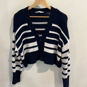 Zara Chunky Cropped Striped Cardigan - Size M